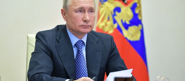 Президент России Владимир Путин во время встрече глав ЕАЭС в формате видеоконференции - Sputnik Беларусь