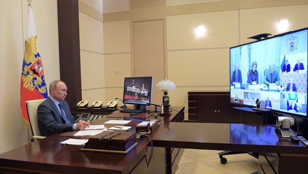  Президент РФ Владимир Путин проводит в режиме видеоконференции совещание по вопросу санитарно-эпидемиологической обстановки - Sputnik Беларусь