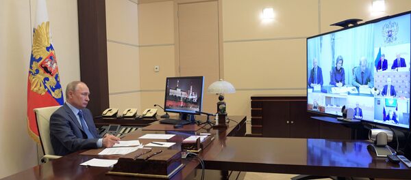  Президент РФ Владимир Путин проводит в режиме видеоконференции совещание по вопросу санитарно-эпидемиологической обстановки - Sputnik Беларусь