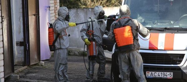 Дезинфекция медицинских автомобилей в Борисове - Sputnik Беларусь