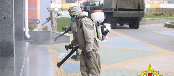 Военные дезинфицируют школу в Боровлянах - Sputnik Беларусь