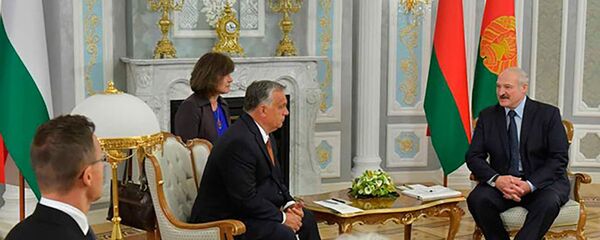 Премьер-министр Венгрии Виктор Орбан во время встречи с белорусским президентом Александром Лукашенко в Минске  - Sputnik Беларусь