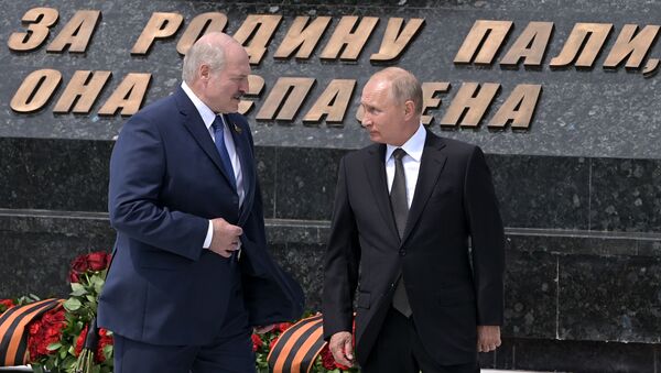 Президент РФ В. Путин и президент Беларуси А. Лукашенко - Sputnik Беларусь